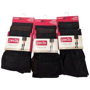 Peds Trouser Socks 3 Pack LOT of 3 Womens Black Brown Tactel 9 Pair Size 5-10